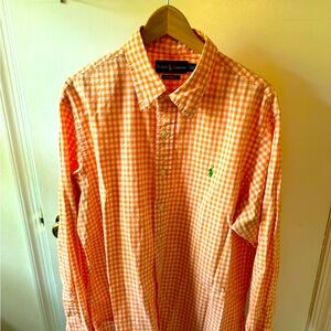 Polo Ralph Lauren Mens XL Shirt Button Down Orange Check